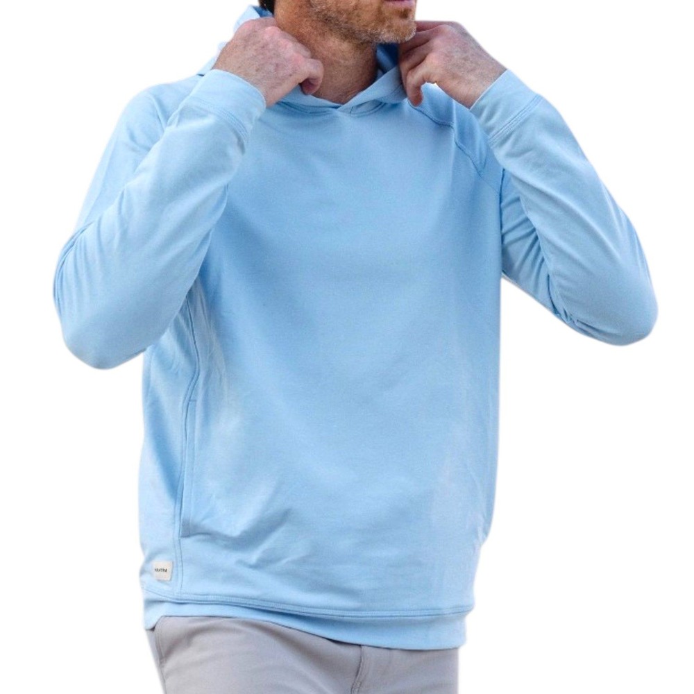 Mantra Essential Hoodie Mens Small Desert Sky Blue Pima Cotton Golf Pullover NEW